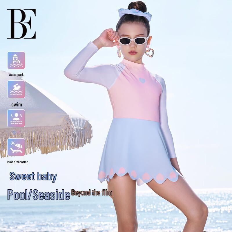 BALNEAIRE Girls  Little Red Heart Long Sleeve One-Piece Swimsuit 150