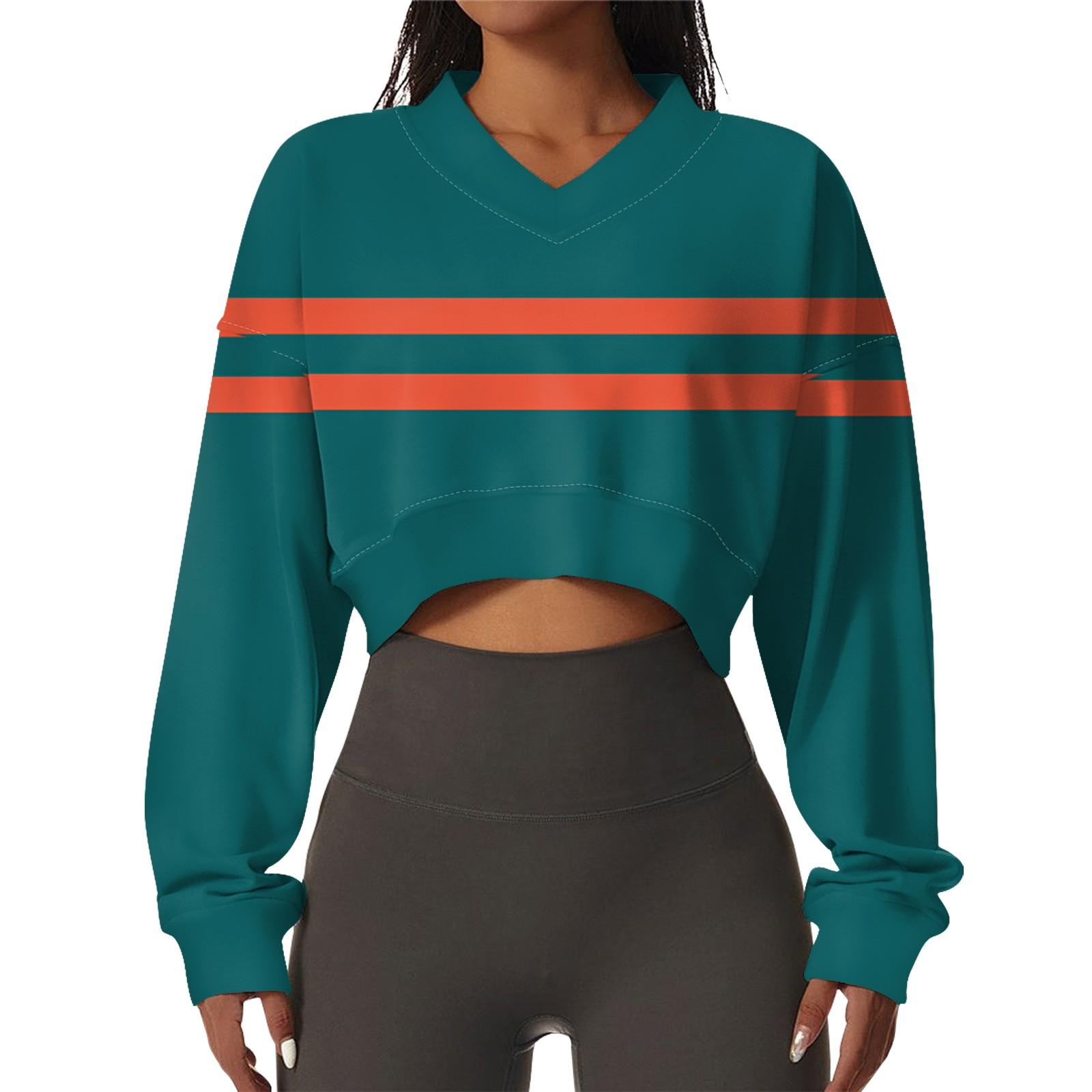 

Женская повседневная модная сексуальная удобная спортивная толстовка с V-образным вырезом и длинным рукавом в полоску с графическим принтом XL