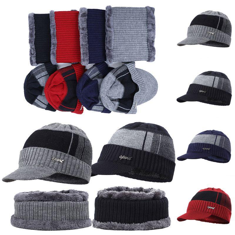Soft Men Unisex Winter Warm Hat Knit Visor Beanie With Cozy Fleece Lining**