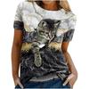 Summer Casual Women's T Shirt Cartoon Cute Cat Printed O Neck Short Sleeve Women's Outdoor Loose TShirt Tops Elegant Clothing