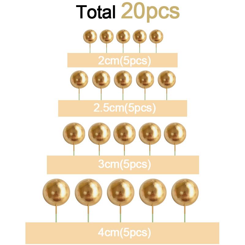 20pcs Colorful Balls Cake Topper for Wedding Birthday Party Cake DIY Decoration Mini Balloons Cupcake Insert Sticks Baby Shower