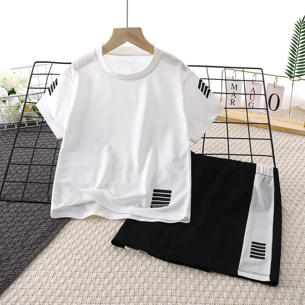 Conjunto de camiseta y pantalones cortos para niños, cómodo, hipoalergénico y transpirable, adecuado para deportes y uso diario