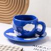 Coffee Mugs Set with Saucer Cute Cloud In The Sky  Cup Gifts for Women for Birthday Tea 320ML Ceramic Cup