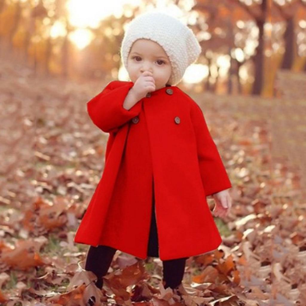 Winter Girls Kids Baby Outwear Cloak Button Jacket Warm Coat Clothes