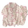 Cute Bear Cloud Cotton Pajamas Women'S Summer Short-Sleeved Trousers Sweet Loungewear Suit Can Be Worn Outside