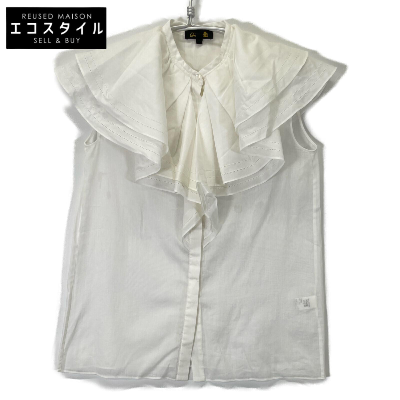 

БЛУЗКА БЕЗ РУКАВОВ ИЗ БЕЛОГО ХЛОПКОВОГО ВУАЛЯ С РЮШАМИ 6521-299-0995 38 белый б/у