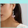 Elegant Pink Heart Shaped Earrings With Imitation Pearls Long Dangle Earrings For Women