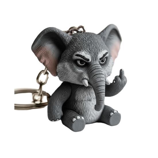 Middle Finger Animal Keychain Wolf Cow Pig Tiger Elephant Shape