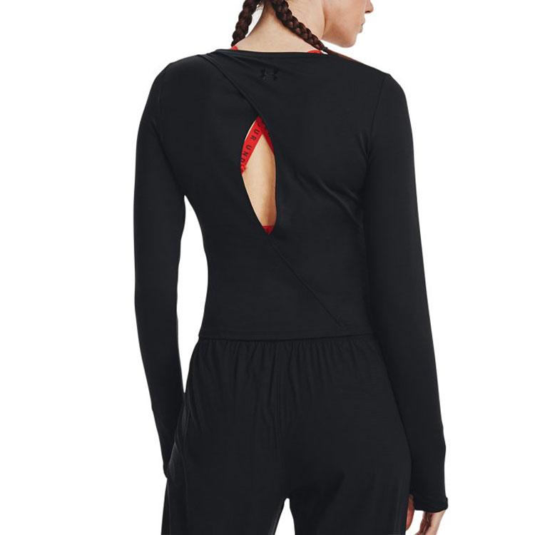Under Armour Camiseta Deportiva de Entrenamiento con Cuello Redondo y Manga Larga para Mujer tops Negro 1371020-001