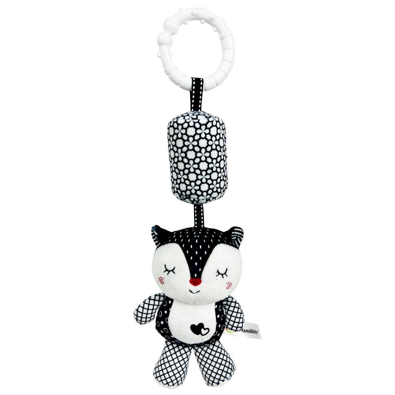 Non-Toxic Stroller Bed Crib Hanging Bell Plush Doll Baby Infant Rattles Newborn Black White Visual Grab Ability Training Toy For Bebe Gift