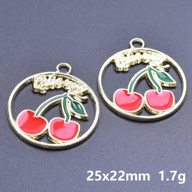 20 Stück Lebensmittel-Accessoires Rote Erdbeere Kirsche Emaille-Anhänger Für Schmuckherstellung Großhandel Frucht Banane Avocado Anhänger Anhänger-Zubehör