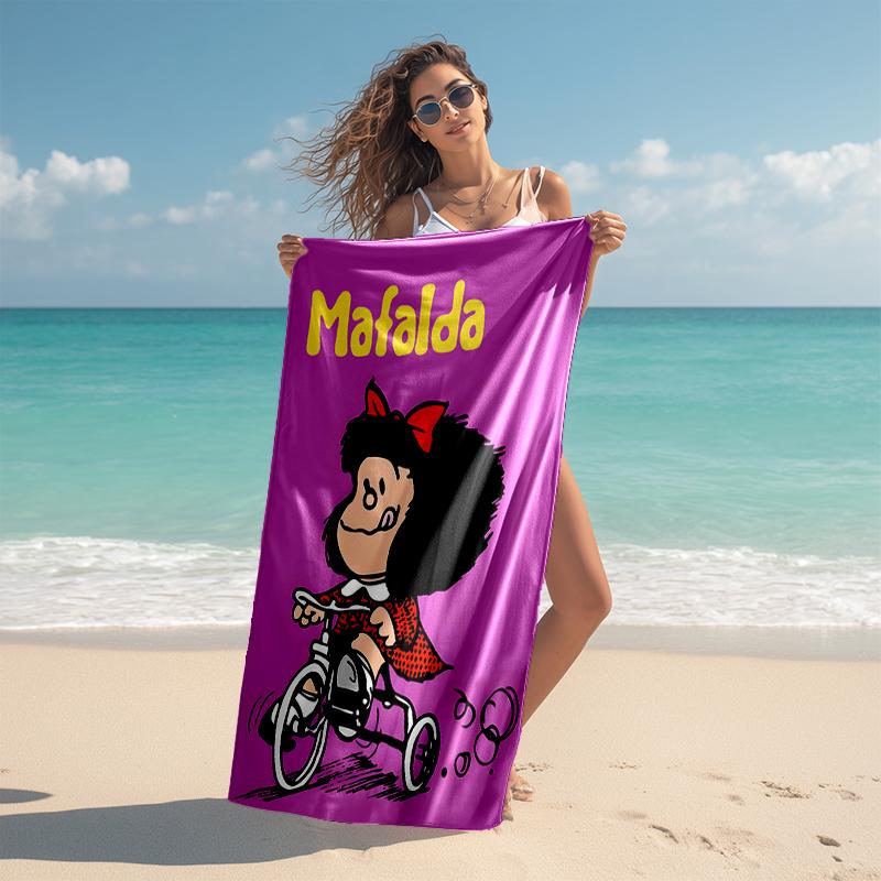 1pc Mafalda1 Beach Towel, Comfortable and Thick, and Swimming/Bath/Picnic/Camping Towel, Suitable for Seaside Beaches