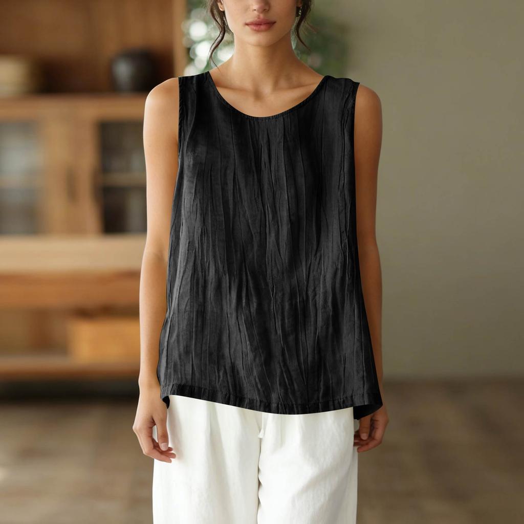 Dámské Vintage Volné Tílko ze Směsi Bavlny a Lnu