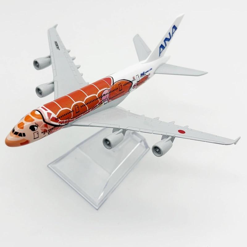 A380 Metal Aircraft 16cm Japan ANA Series 1:400 Green/Blue/Orange Sea Turtle Airplane Alloy Model for Aviation With Base Gifts