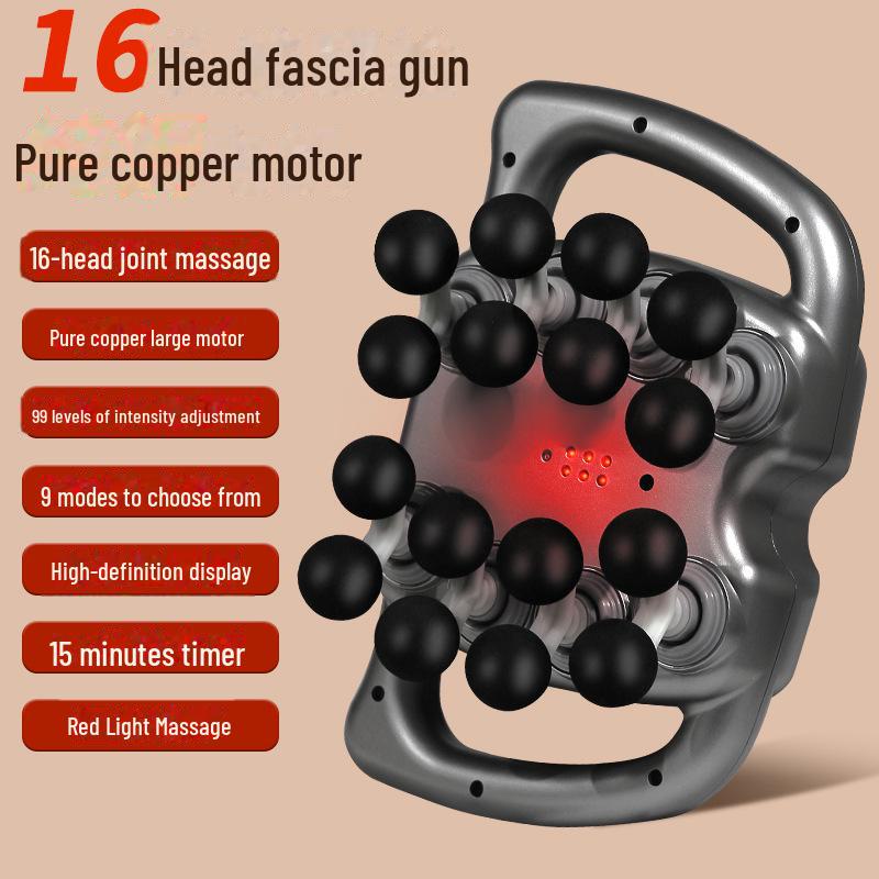 "Rechargeable Sixteen-Head Muscle Massager for Back, Leg & Waist Relaxation"