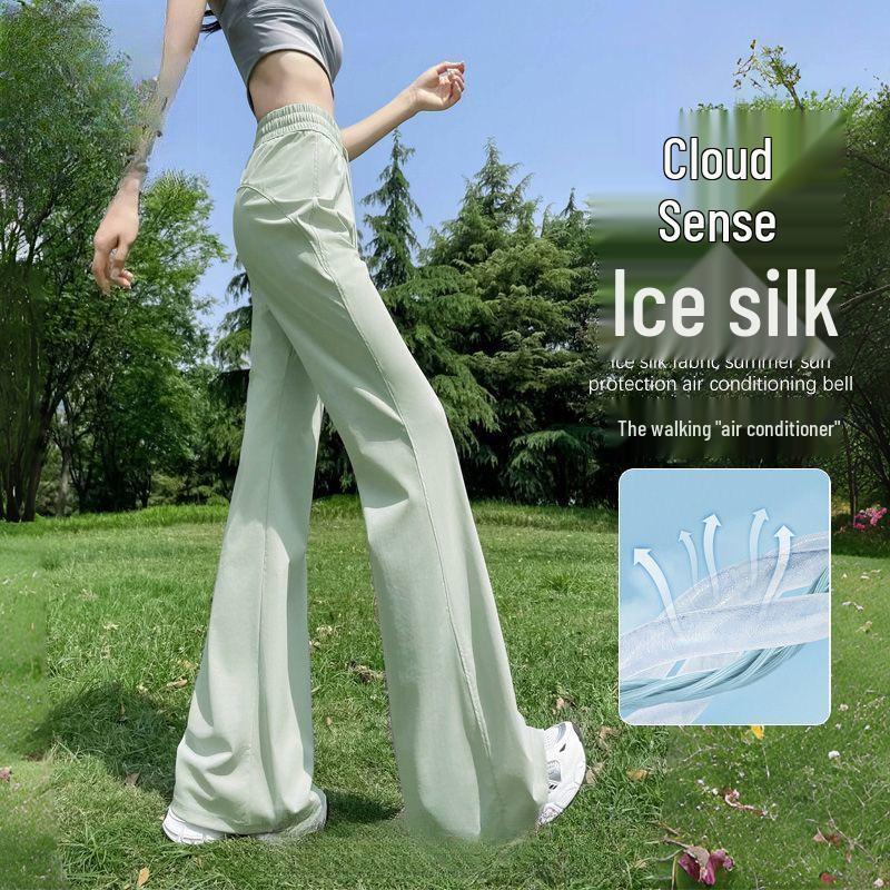 

Ice Silk Women s Micro-Flare Wide-Leg Pants - Summer 2026 Casual, Cool, Breathable, Sun-Protective Sports Pants S (Weight 85-100 lbs)