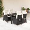 VidaXL Garden Dining Set Cushions 5pcs Black Wicker 3213167