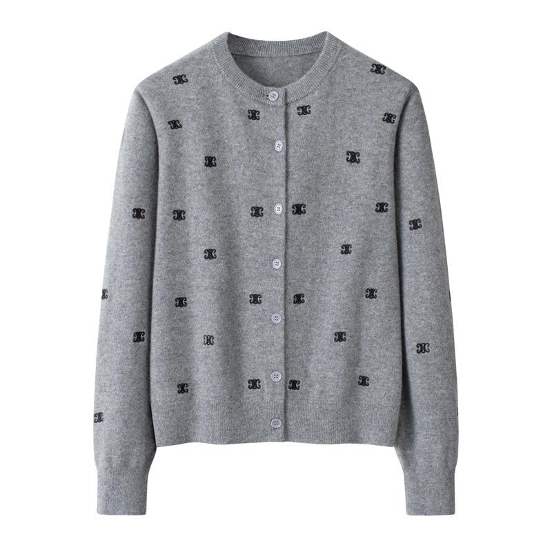 

Женский свитер из 100% чистого кашемира с круглым вырезом, вышивкой и свободного кроя XL серый