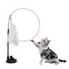 Cat Wand Feather Toy Interactive Cat Feather String Teaser with Suction Cup Cat Chasing Playing Toy with Replacement Feather for Indoor Cats
