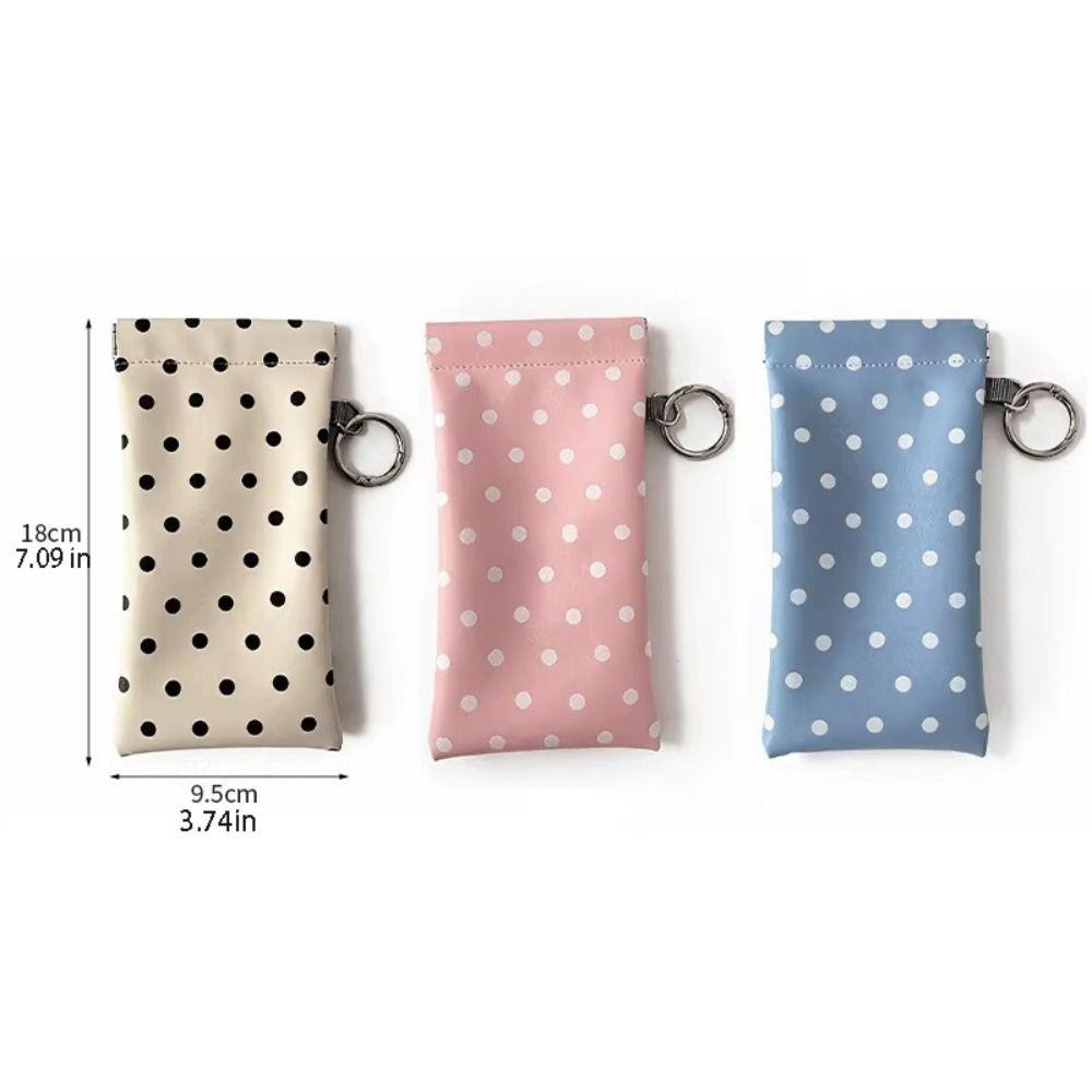 Portable Spring Auto-close Glasses Bag with Keyring Shrapnel Snap Shut Leather Glasses Storage Bag Korean Style Glasses Clip