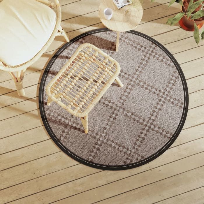 VidaXL Tapis d'extérieur marron Ø120 cm PP, tapis de jardin, tapis de sol, moquette de sol, carpette, tapis de patio 368478