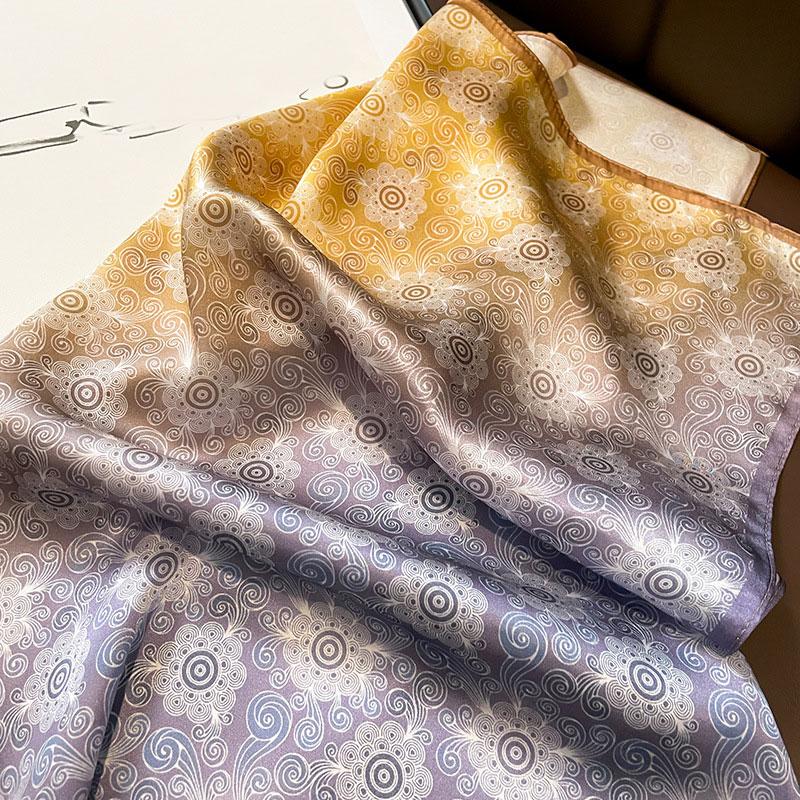 100% Silk Scarf Women Spring Square Fashion  Print Hair Foulard Female Neckerchief Lady Shawl Wraps Hijab Bandana Scarves