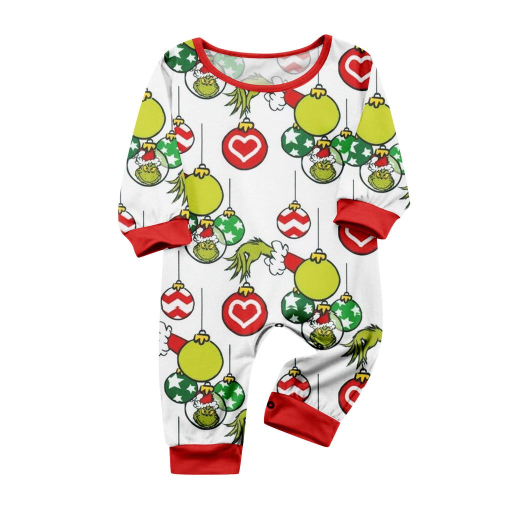 Christmas Print Cute Family Set Pajamas, Home Clothes, Family Set Long Sleeve Top Pants Set