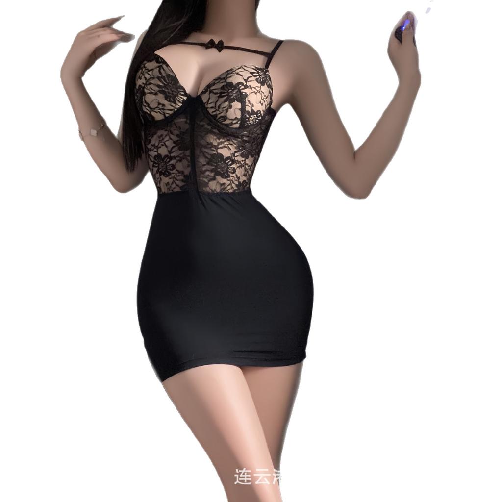 Sex Underwear Sexy Lace with Chest Pad Hip Skirt Flirting Pajamas Qqny Suit Temptation Uniform
