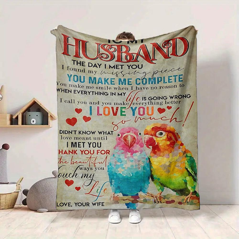 1pc To Husband Love Quote Blanket - Perfect Gift for Birthdays, Christmas & Halloween- Soft, Warm & Versatile Yy250909207