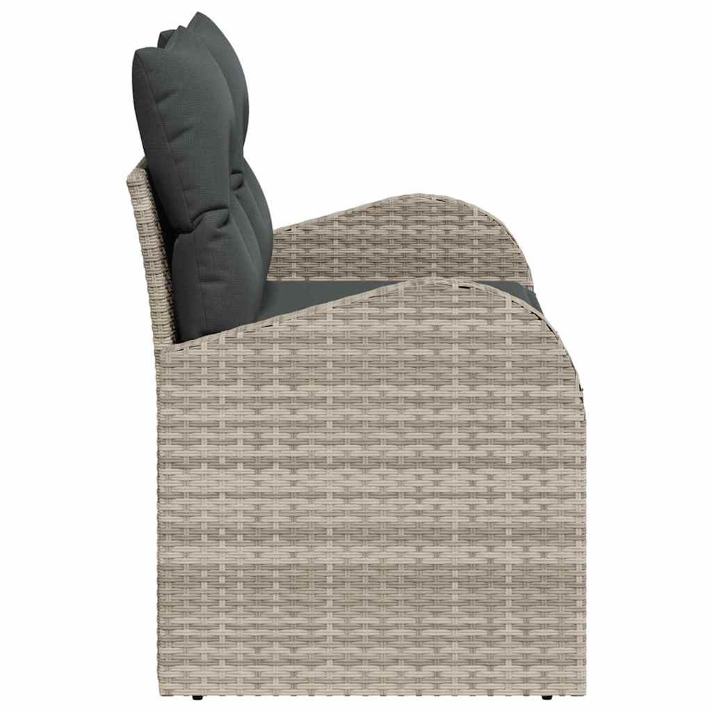 Garden Sofa with Cushions Light Grey 124 x 62 x 69 cm Poly Rattan
