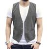 Leinen Herren Weste Hochzeit Bräutigam Unifarbene Weste Retro Vintage Bankett Gilet Herren Weste Anzug
