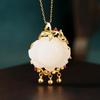 2023 Spring/Summer Gold-Plated Lotus Pod Imitation Jade Tassel Necklace with High Color Retention