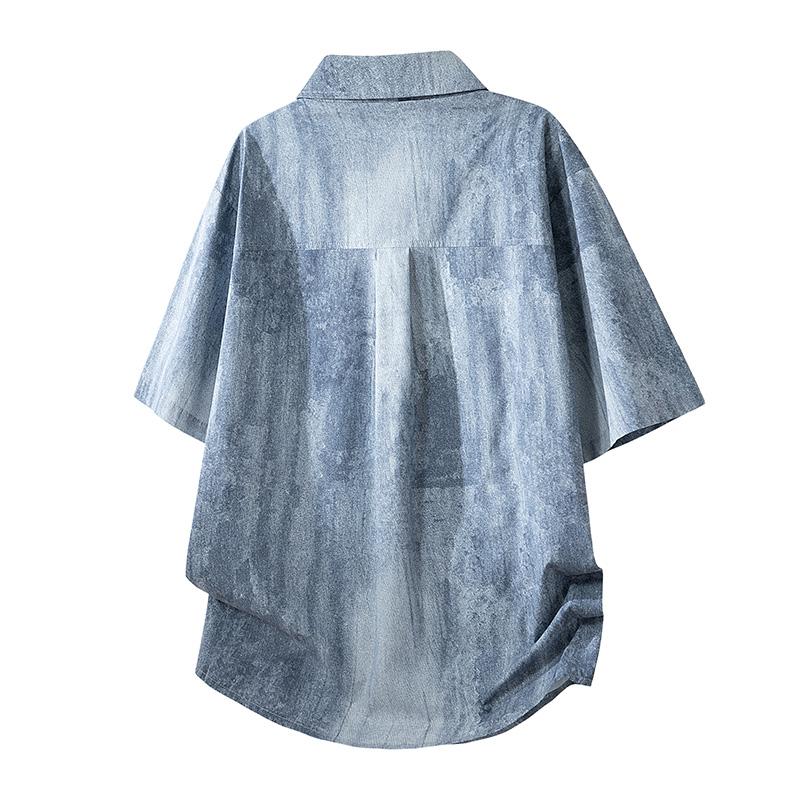 Retro Casual Collared Men's Summer Loose Plus Size Versatile Short Sleeved Shirt