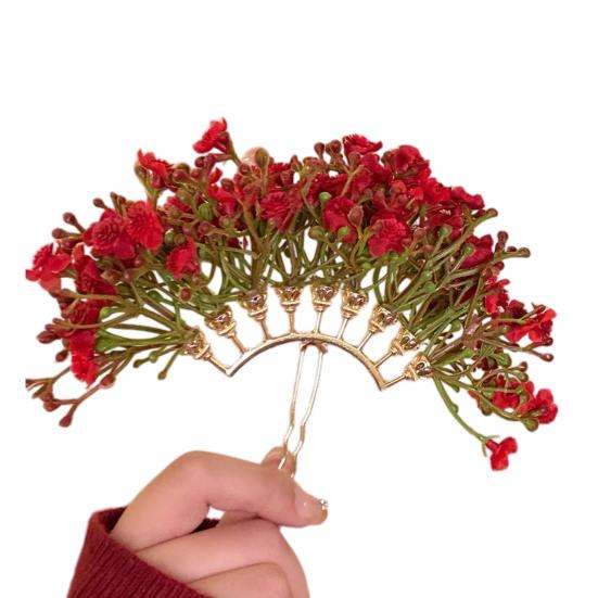 Damen Haarspange Stirnfransen Blumen Design Leicht zu Tragen Haarstab Brüchige Haare Fixierer Dekorativer Braut Haarstab Haar Styling Zubehör