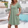 Fashion Summer Spring Short Sleeve V-Neck Casual Dresses