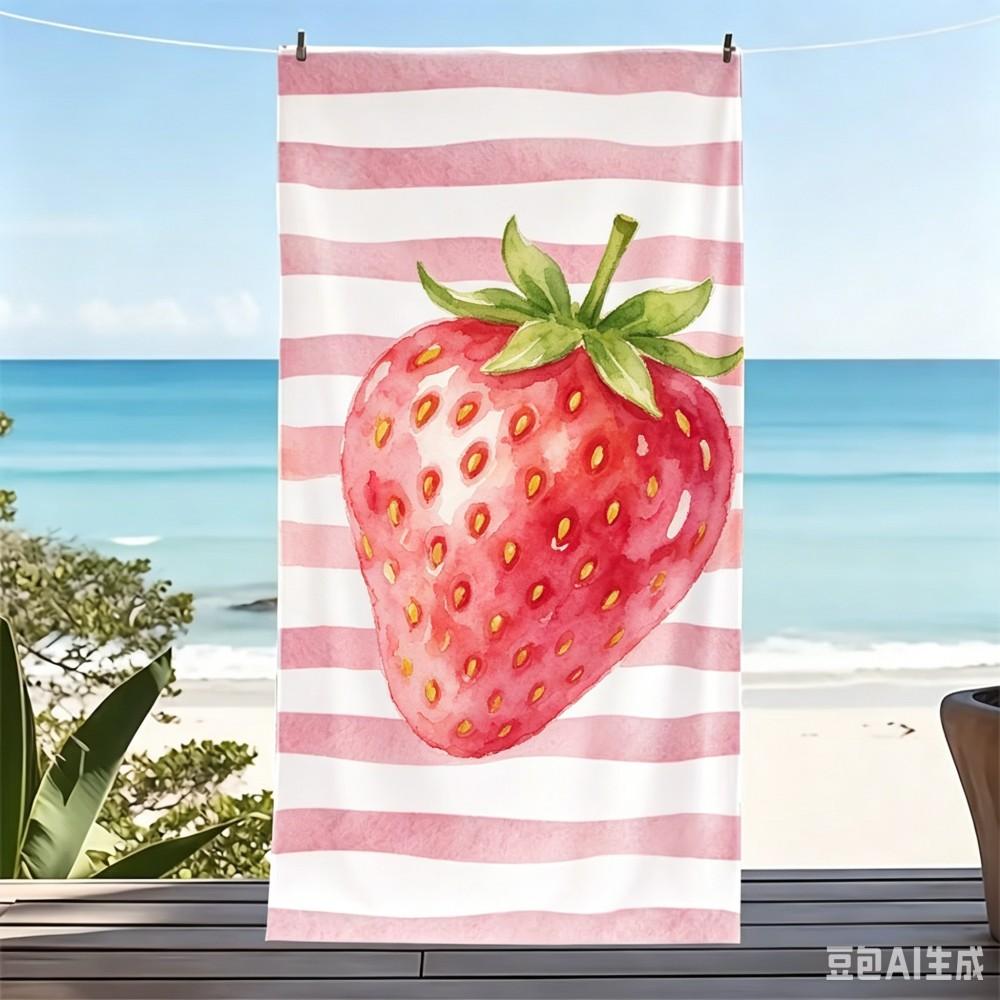 Tropical Banana Beach Towel Oversized Blue Striped Banana Print Microfiber Towel for Summer Pool