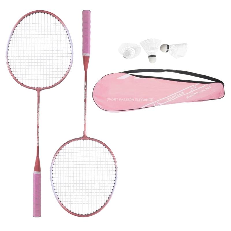 1Pair Shuttlecocks Racquet Light Weight Badminton Racket Set Professional Double Badminton Racquet for 2 Players Playing