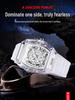 Men's Transparent Barrel-Shaped Quartz Waterproof Wristwatch