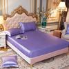 Ice Silk Satin Bed Sheets: Solid Color Three-Piece Set – Imitation Silk Mattress Protector.