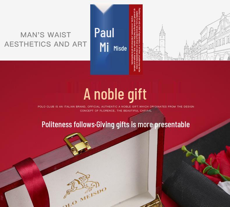 Paul Messder Men's High-End Genuine Leather Automatic Buckle Belt