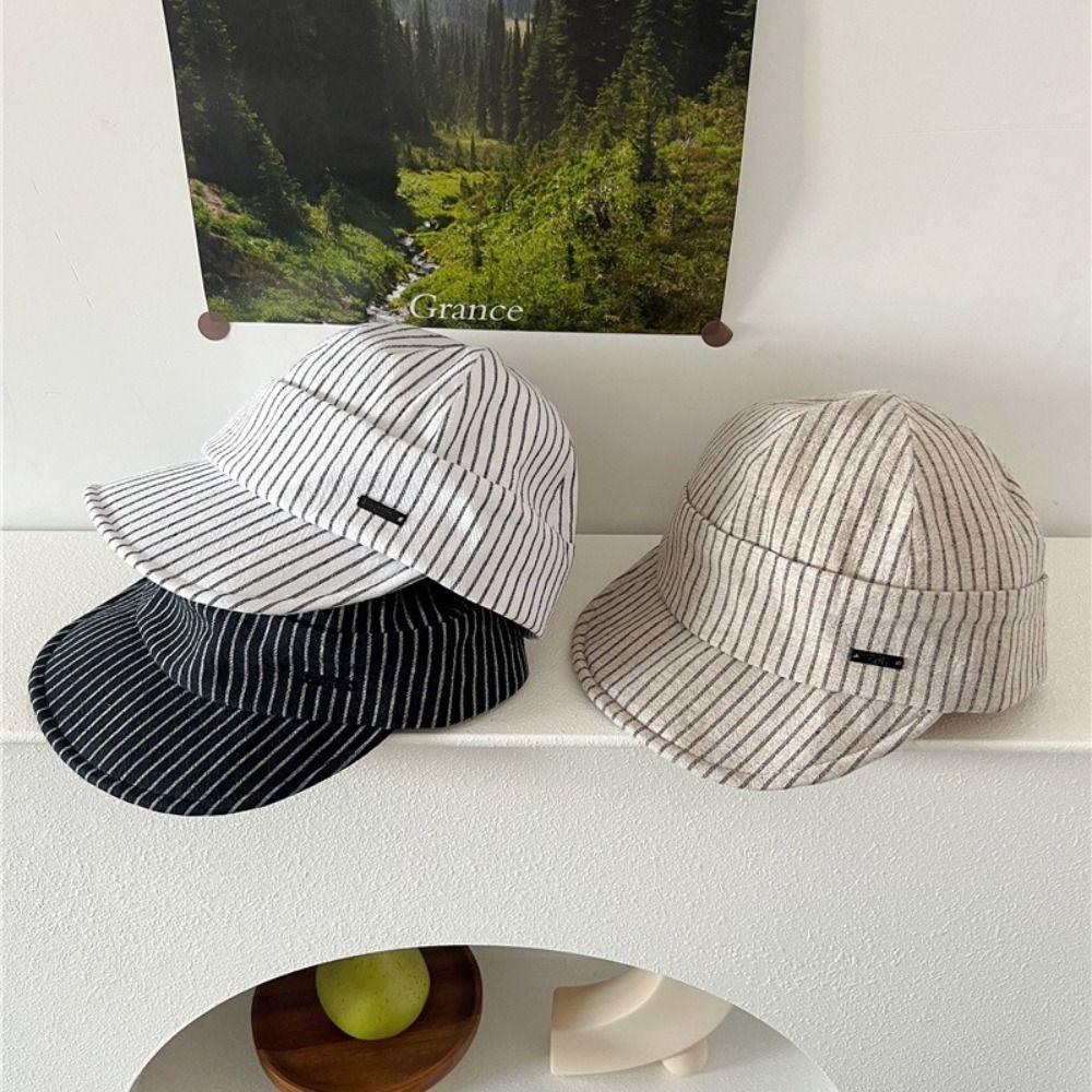 Versatile Strip Baseball Cap Classic Newsboy Hats Vintage Striped Peaked Caps Girls