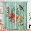 2pcs,2D plane printing Curtains&Window Treatment LOVE bird floral art Polyester Easy Install (without rod) Home Decor Perfect