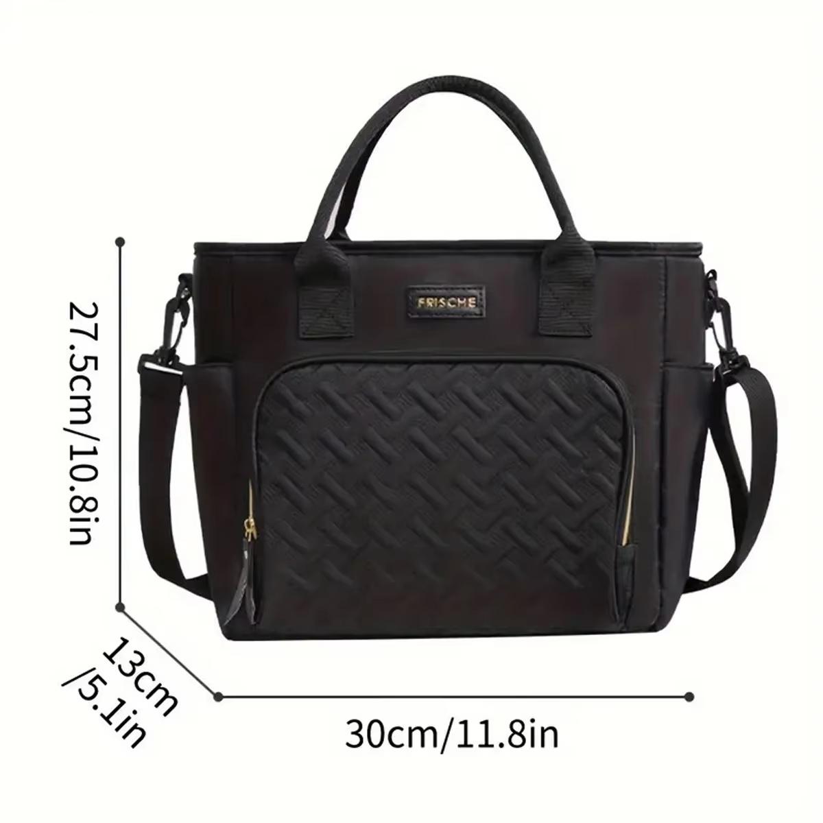 New Polyester Lunch Bag Leakproof Waterproof Insulated Cooler Bag Large Capacity Food Storage Bag for School Work Picnics Travel чёрный