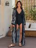 Europäisch-Amerikanischer Batik-Strandüberwurf: Rayon Midilanger Sonnenschutz-Cardigan für Damen-Urlaubs-Bikini-Bekleidung