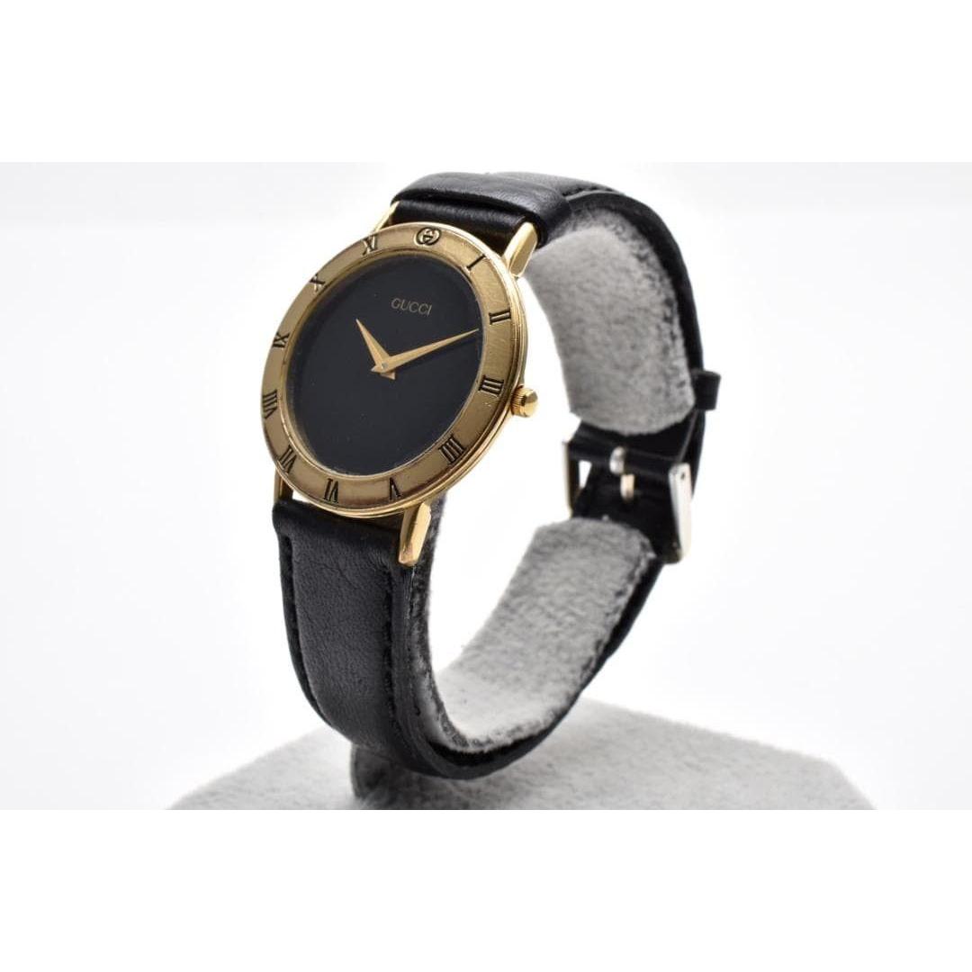 Used Operation GUCCI Gucci Men s Watch Black Dial Gold Roman Bezel
