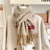 New model with red flower clip letter mark knitted scarf men and women winter warm couple versatile shawl