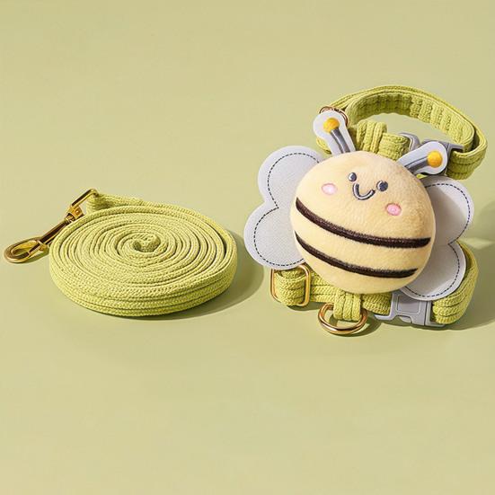 Cat Harness And Leash Set Adjustable Escape Proof Kitten Harness with Cartoon Bee