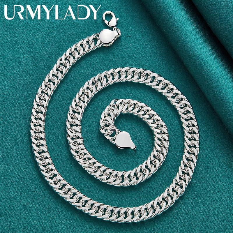 925 Sterling Silver Exquisite 10MM Side Chain Men Necklace Wedding Party Charm For Women Jewelry