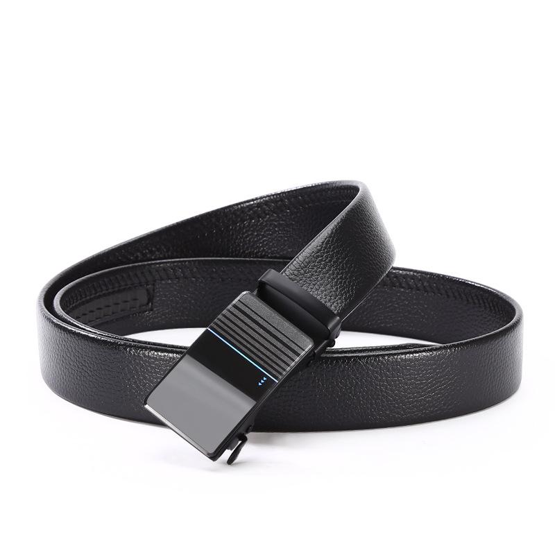 

Мужской ремень из коровьей кожи с автоматической пряжкой, деловой средний и зеленый ремень, ремень для бега Jianghu Street Stall with buckle 125cm can be cut