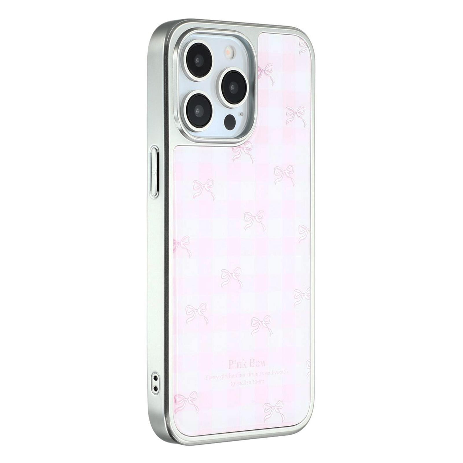 

For iPhone 15 Pro Case Lacquered Epoxy Pattern TPU+Acrylic Phone Cover Large Camera Cutout Bows